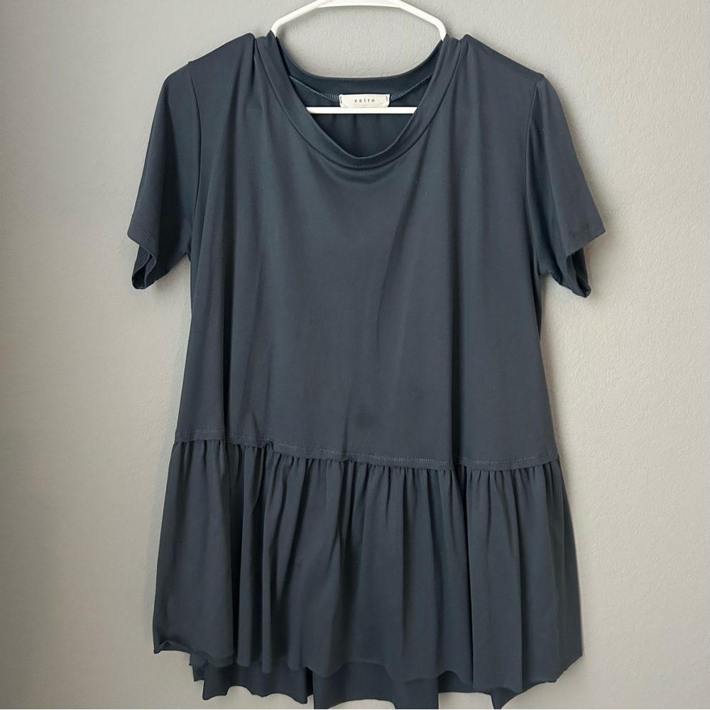 Entro Gray Blue Peplum Women’s Top
